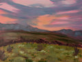 Painting a sunset over the Sheep Range in Nevada, with pink and purple sky over mountains